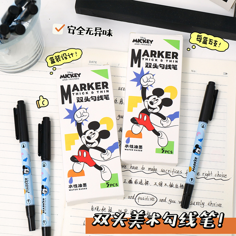 Autenticamente autorizado doble cabeza de arte marcadora acuosa pintura de arte personaje pincel de gancho en stock al por mayor