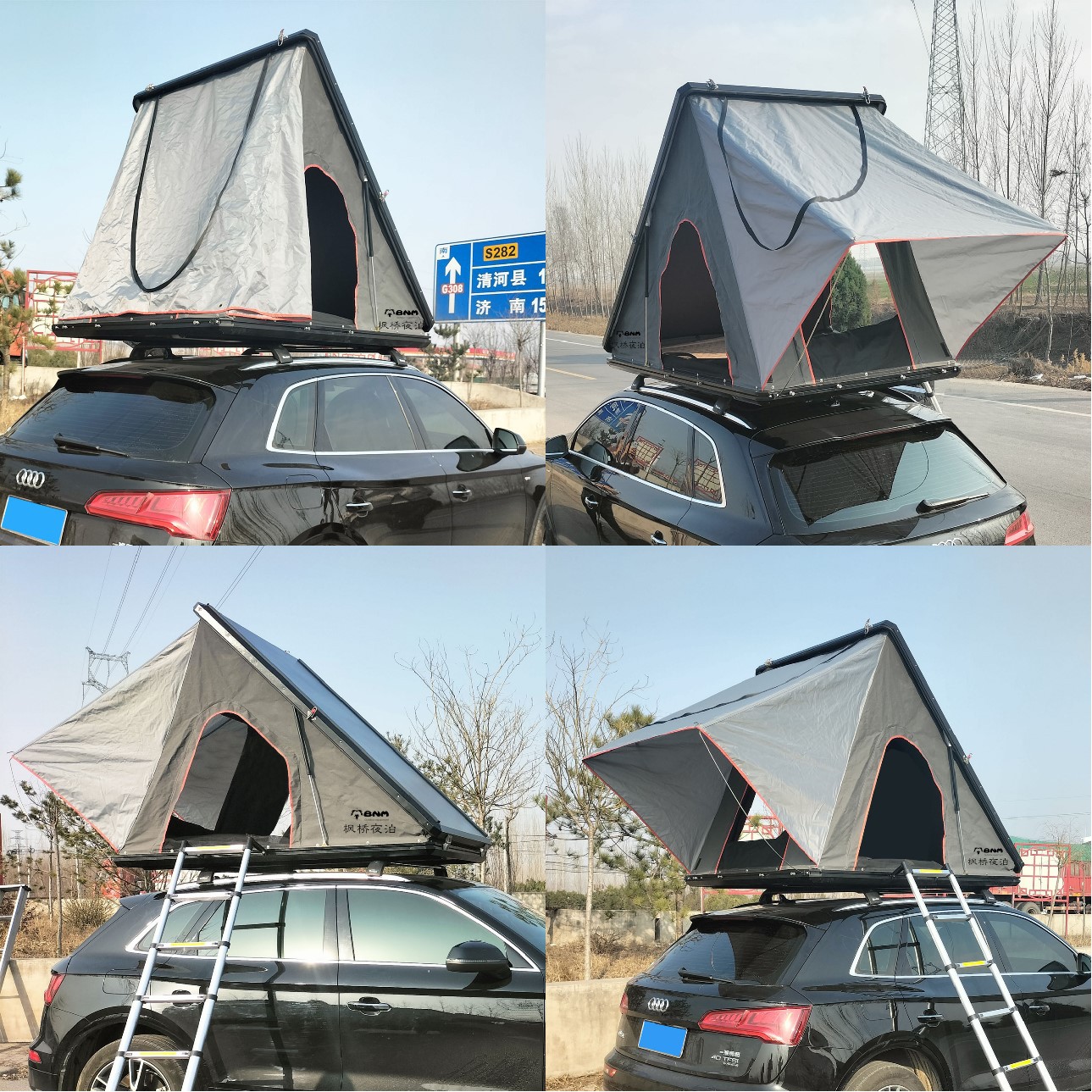 Factory Cross-border Hot Sale Car Tent Quick Opening Aluminum Alloy Triangle Roof Tent Automatic Self-driving Tour Tent