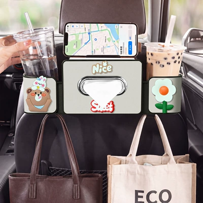Car tissue box/set, Multifunctional Tissue Box Mobile Phone - nice-bear-seat-4-in-1-storage-box-4th-generation-white