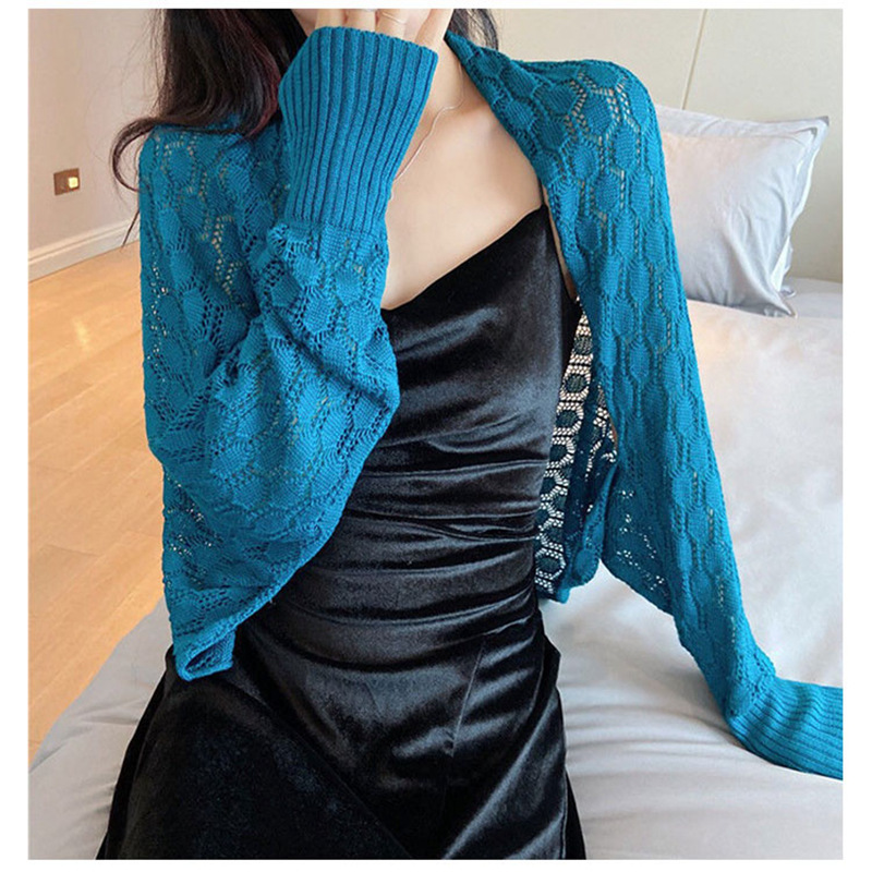 Loose Fit with Cheongsam Shawl, Cut Out Thin Outwear, Sun Protection Knitted Cardigan, Long-Sleeved Waistoutwear, Women's Summer Air Conditioner Loose Fit with Cheongsam Shawl, Cut Out Thin Outwear, Sun Protection Knitted Cardigan, Long-Sleeved Waistoutwear, Women's Summer Air Conditioner