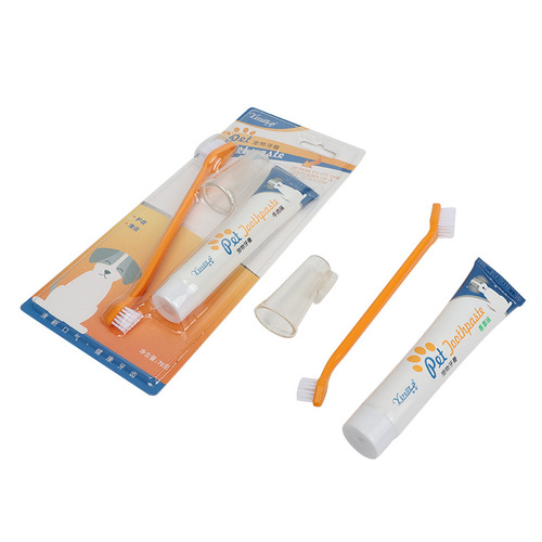 Pet Toothbrush Toothpaste Cat and Dog Toothpaste Set Dog and Cat Oral Care Toothbrush Pet Supplies Factory Direct Sales
