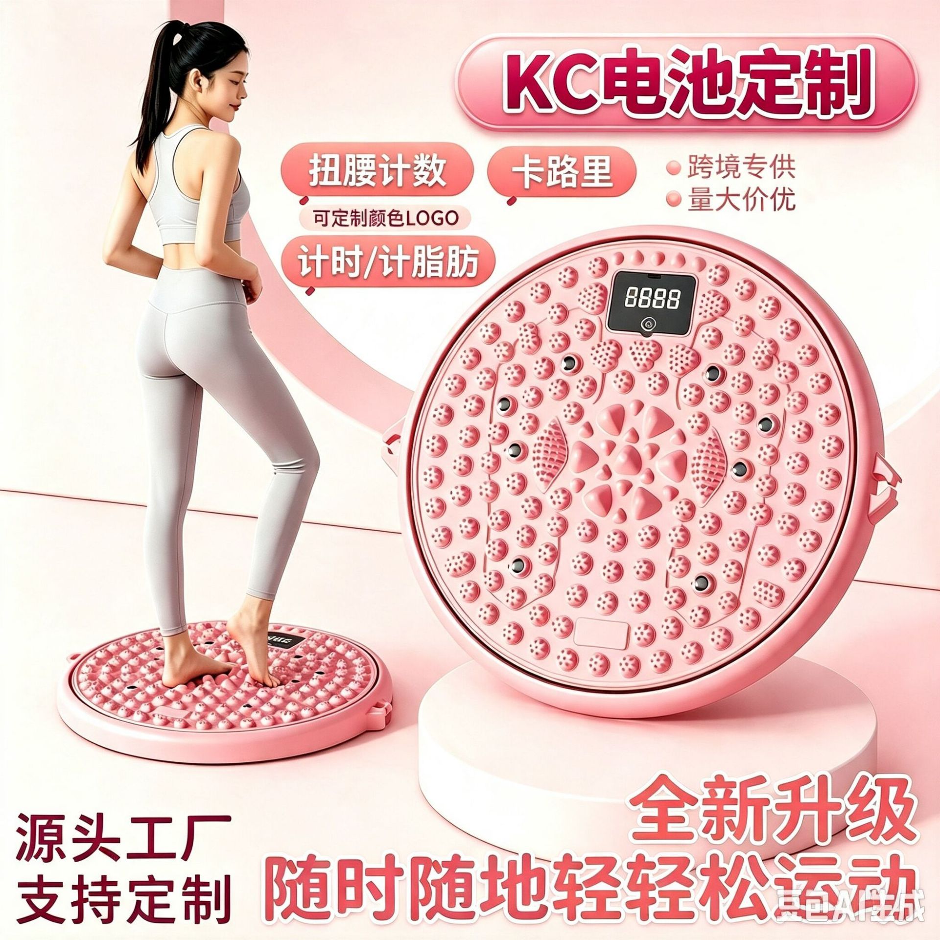 Cross-Border New Model Silent Waist-Twisting Disc with Pull Rope and Magnet Foot Massage Waist-Twisting Machine for Home Fitness and Body Shaping Equipment
