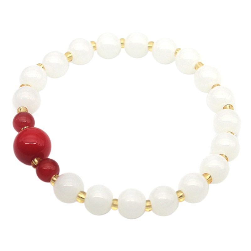 Goose Jingji Imitation Jade Love Dark White Jade Bracelet Casual Temperament Jade Sweet Bracelet Live Broadcast Welfare Bracelet