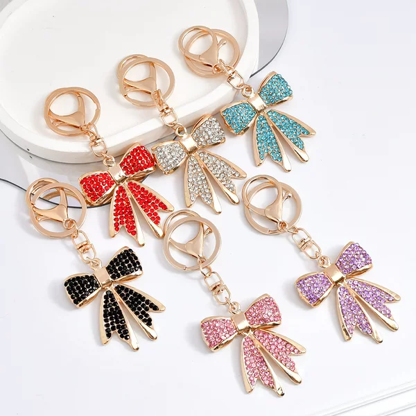 Creative Gifts Full of Diamonds and Bows Car Keychain Pendant Fashionable Ladies Bag Elegant Keychain Ready for Sale