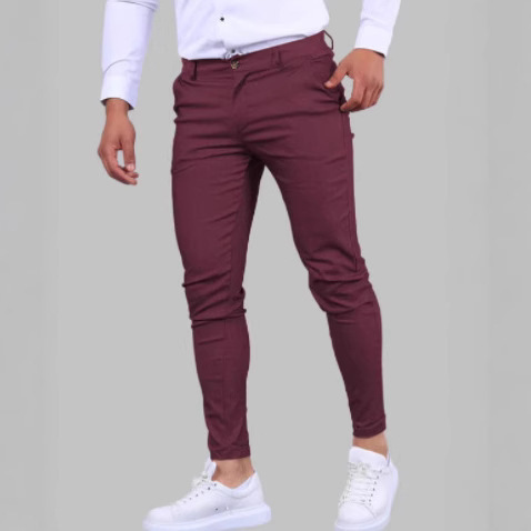 2025 European and American Spring and Autumn Men's Solid Color Dress Pants Business Casual Slim-fit Formal Suit Pants Popular Style
