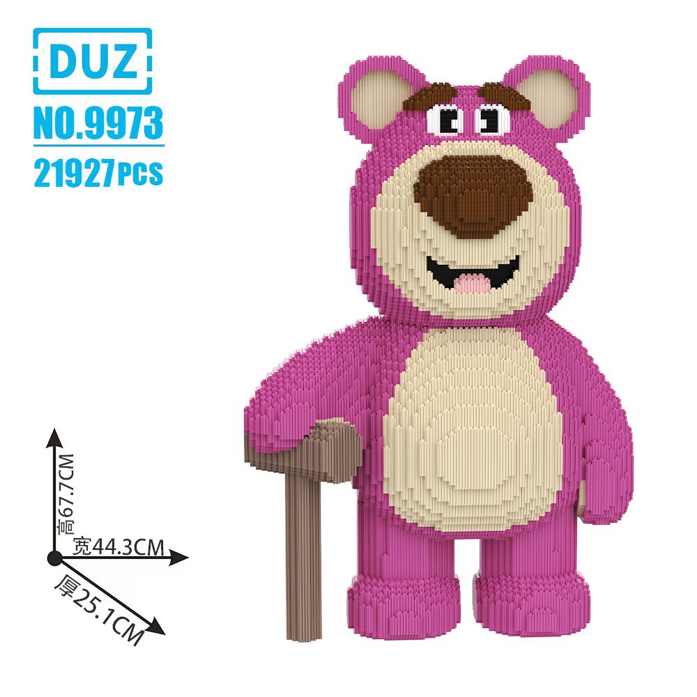 Mochila fresa oso ensamblado serie bloques de construcción juguetes educativos para niños niñas regalo cumpleaños adornos