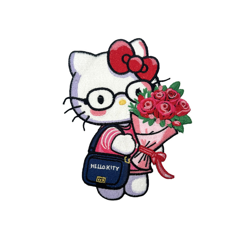 Cartoon al por mayor bordado por computadora kt pegatinas de tela de gato Sanliogou diy pegatinas de parche tejido cesta de ropa adorno accesorios pegatinas