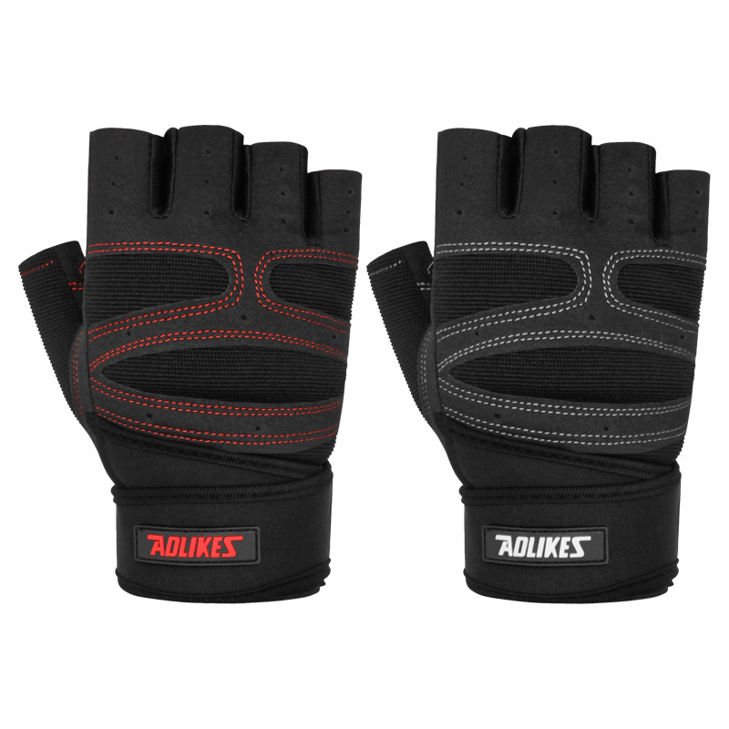 Guantes de fitness hombres y mujeres equipo deportivo ejercicio con mancuernas levantamiento de pesas medio dedo guantes entrenamiento gimnasio transpirable antideslizante