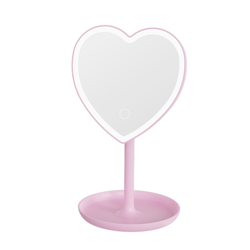 Espejo de maquillaje de escritorio transfronterizo spot LED con iluminación de dibujos animados de niña espejo de maquillaje de belleza espejo de tocador espejo portátil