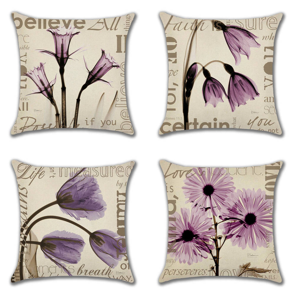 Vintage Transparent Flower Pillow Cushion Living Room Sofa Pillow Office Waist Large Backrest Velvet Pillowcase