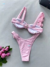 Solid color three-dimensional flower bikini��ɫ���w����Ӿ��