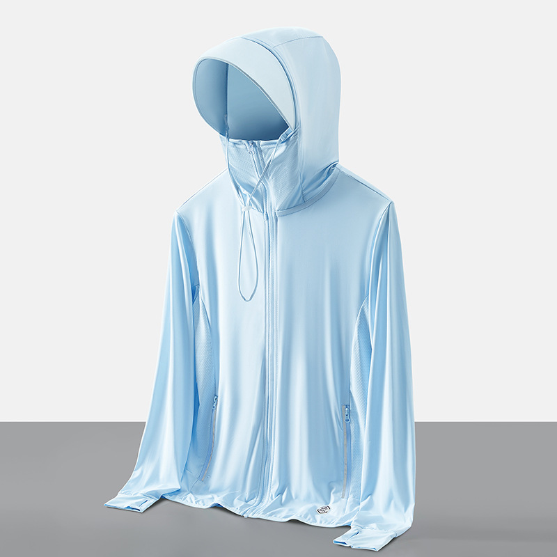 Ropa de piel de seda de hielo banana bottom mismo estilo verano con ropa de ala para hombres y mujeres ropa de protección solar de protección UV transpirable ligera