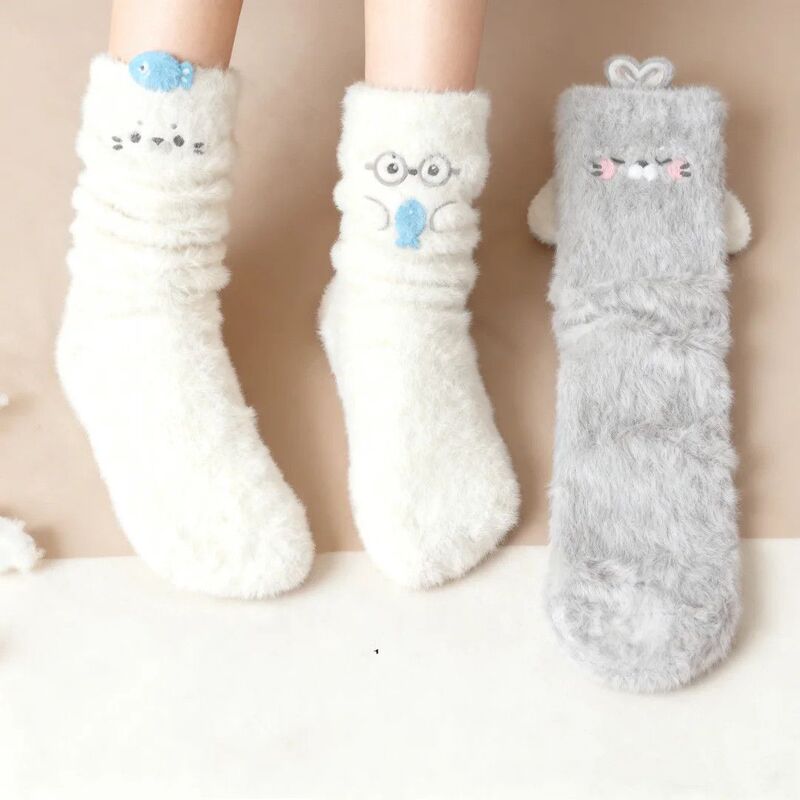 3D Cartoon White Baby Seal Plush Socks for Women, Mid-Calf Winter Warm Home Floor Socks, Ins-Style Slouch Socks 3D Cartoon White Baby Seal Plush Socks for Women, Mid-Calf Winter Warm Home Floor Socks, Ins-Style Slouch Socks