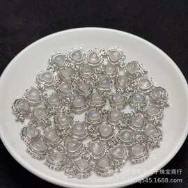 天然粉水晶爱心形魔盒颜色粉嫩DIY饰品通孔配件厂家批发