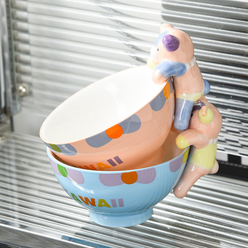 Cute cup female ceramic mug with bear handle breakfast cup bowl coffee high-looking couple drinking cup