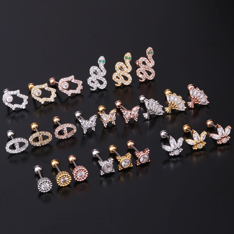 Boucles D'Oreilles Cartilage Mode Animal Le Cuivre Placage Pierres Précieuses Artificielles display picture 26