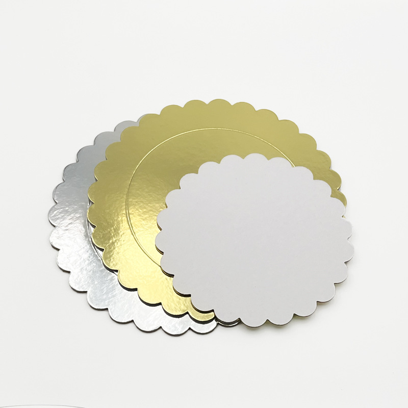 Fábrica directa de pastel de cumpleaños logotipo impreso mousse redondo placa de pastel de papel doble gris placa de pastel de papel duro