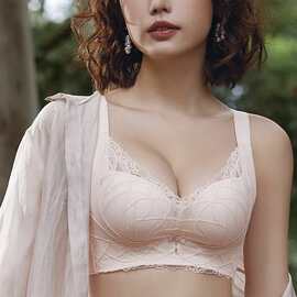 莲依3593#优雅精致蕾丝托玛琳文胸34-38厚B杯聚拢侧收无钢圈内衣