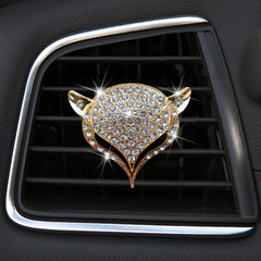 Car Air Vent Scent Holder High-end Female Car Decorative Diamond-studded Water Diamond Fox Head Air Conditioner Scent Clip