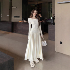纯欲辣妹收腰修身显瘦长袖针织连衣裙女秋季法式气质内搭打底长裙