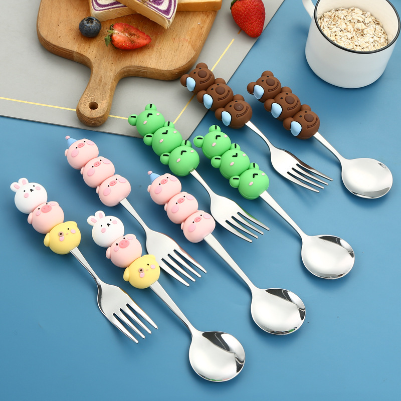 304 stainless steel stacked spoon Fork ins style cartoon cute spoon Christmas dopamine high-looking children's spoon 304 stainless steel stacked spoon Fork ins style cartoon cute spoon Christmas dopamine high-looking children's spoon