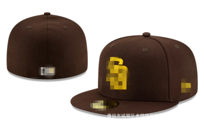 新款教士队棒球帽Padres字母刺绣嘻哈帽尺寸帽时尚帽子Fitted cap|undefined