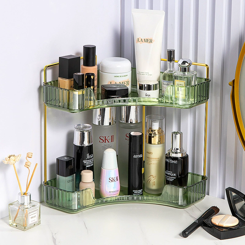 Triangular Corner Cosmetic Organizer Shelf, Multi-Layer 2–3 Tier, Light Luxury Design