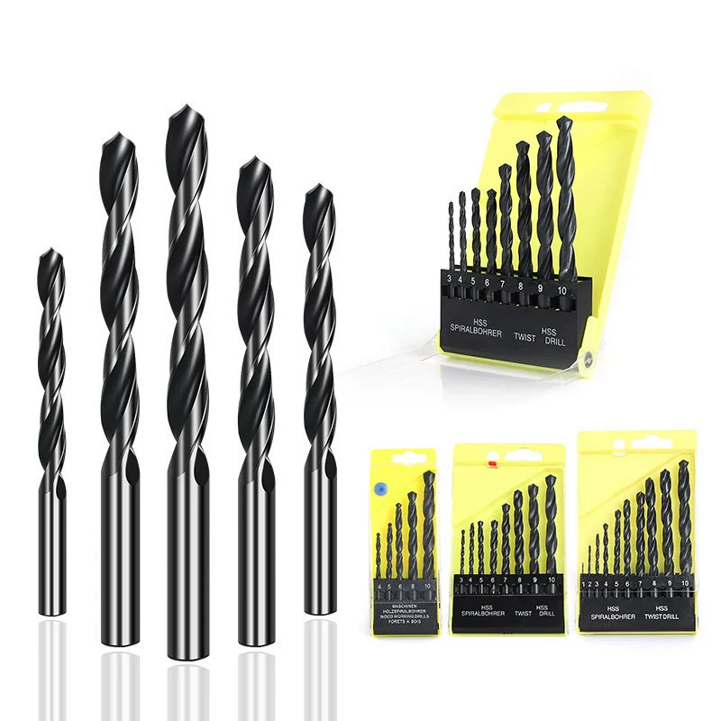 Спиральное сверло с прямой ручкой, высокоскоростная сталь, высокопрочное спиральное сверло 4241, 1-10 комплектов, пластиковая деревянная доска, сверление листового железа