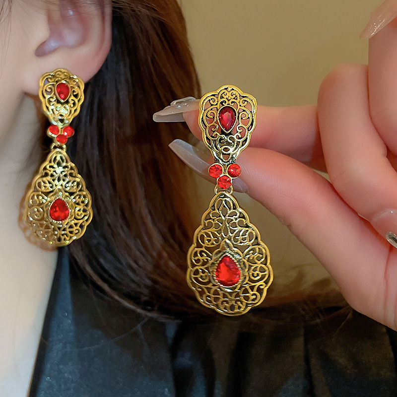 Drop Earrings Classification 1 Pair Quantity 1 Pair Simple Style Water Droplets Inlay Alloy Zircon Drop Earrings