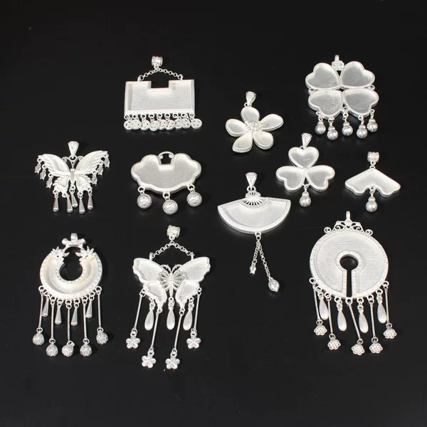 DIY Miao Silver Pendant Miao Accessories Empty Holder Retro Base Handmade Ethnic Jewelry Accessories Long Versatile