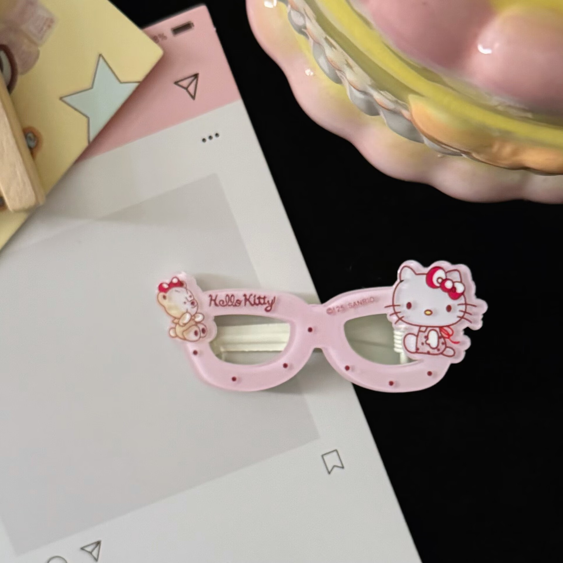 Cartoon Acrylic Pink Glasses Cat Hair Clip Japanese Sweet Cute Student Bangs Duckbill Clip Hairpin Hair Accessory