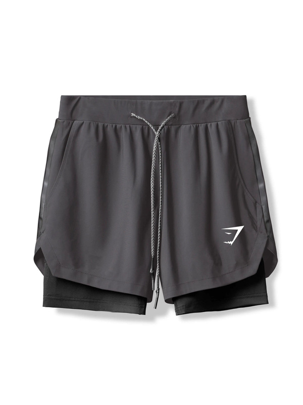 Gymshark Fitness Shorts Men's Summer Running Sports Double-Layer Elastic Quick-Drying Shorts Export Cross-Border Wholesale