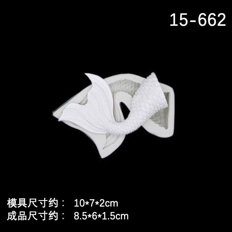 3D sirena cola océano serie DIY fondant pescado cola chocolate pastel epoxi colgante molde