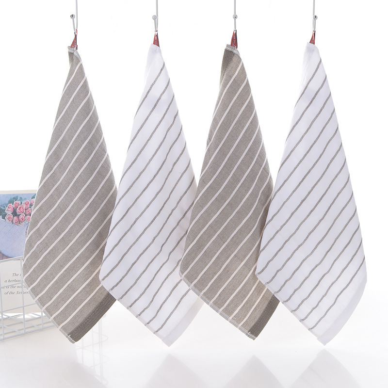 Manufacturer Wholesale Japanese Series Style Plain Striped Towel Pure Cotton Absorbent Towel Hand Towel Gift Gift Square Towel