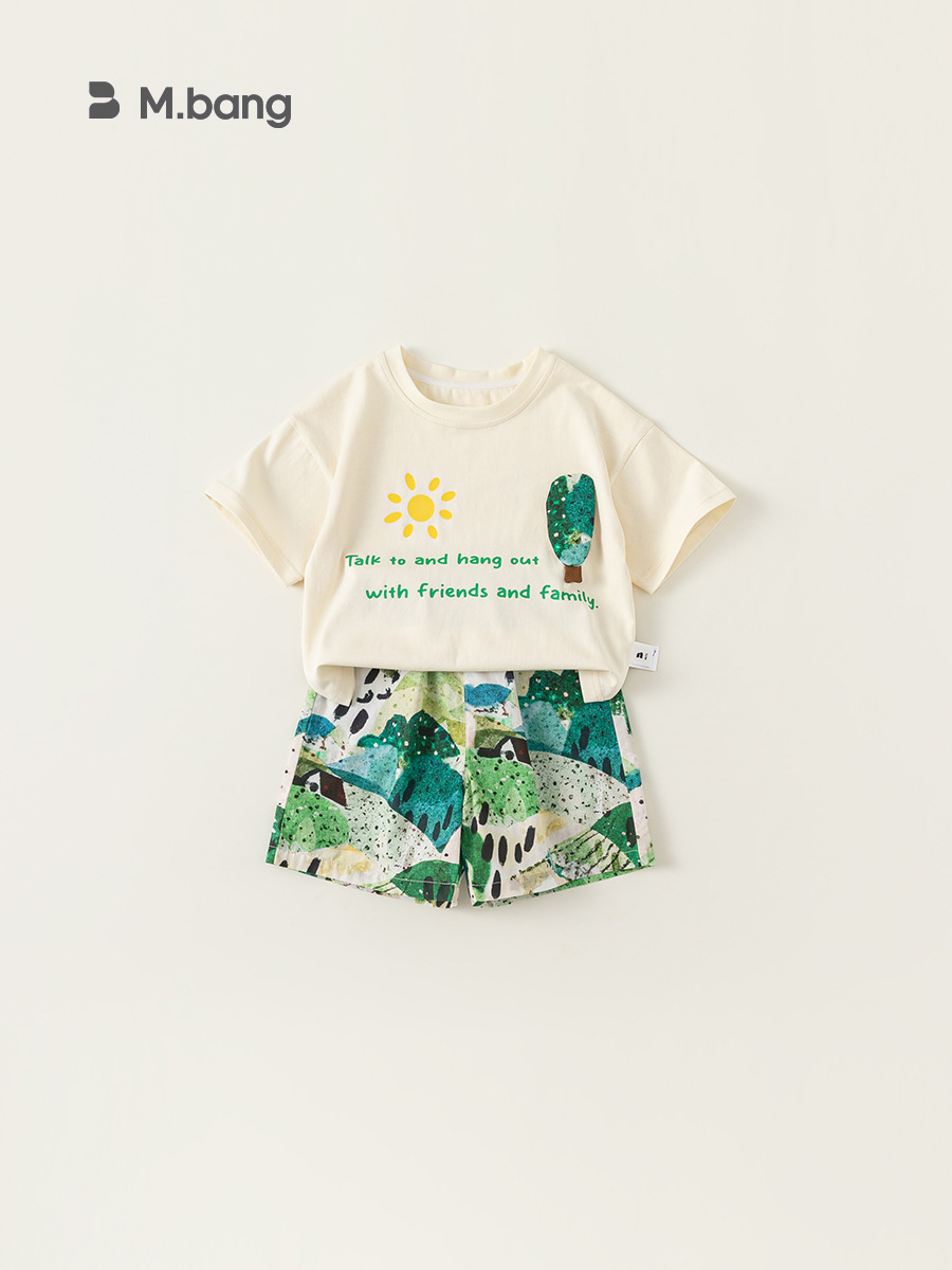 Ropa infantil Youbao, camiseta informal para niños, pantalones cortos de playa, estilo vacaciones de verano, traje infantil de dos piezas, moderno XT84045