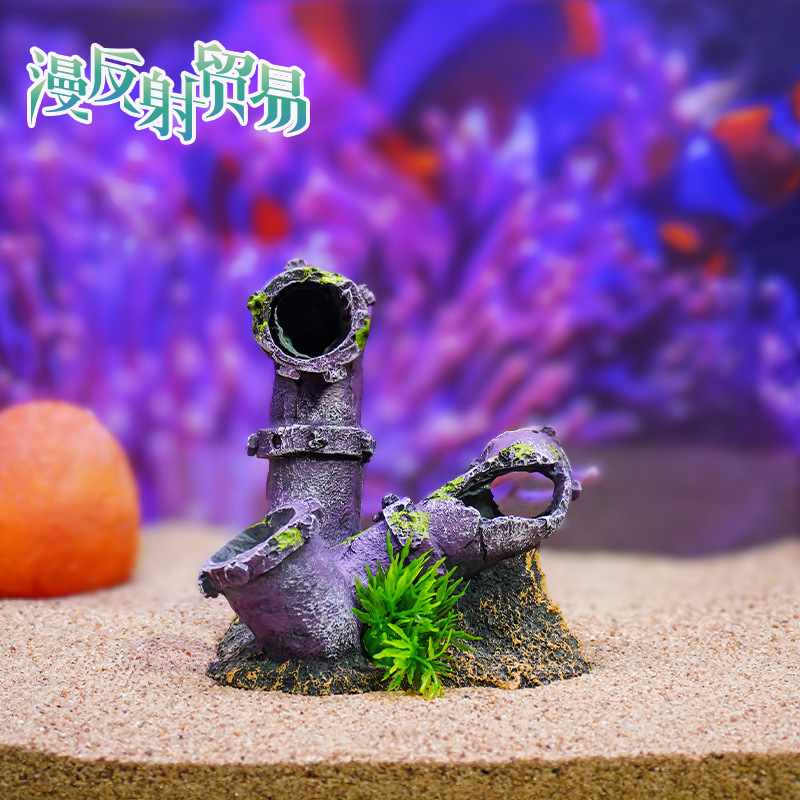 Celebridades de Internet estilo explosivo tubería de aguas residuales gastadas decoración pecera paisajismo pescado camarones evitación cueva decoración de acuario venta al por mayor transfronteriza
