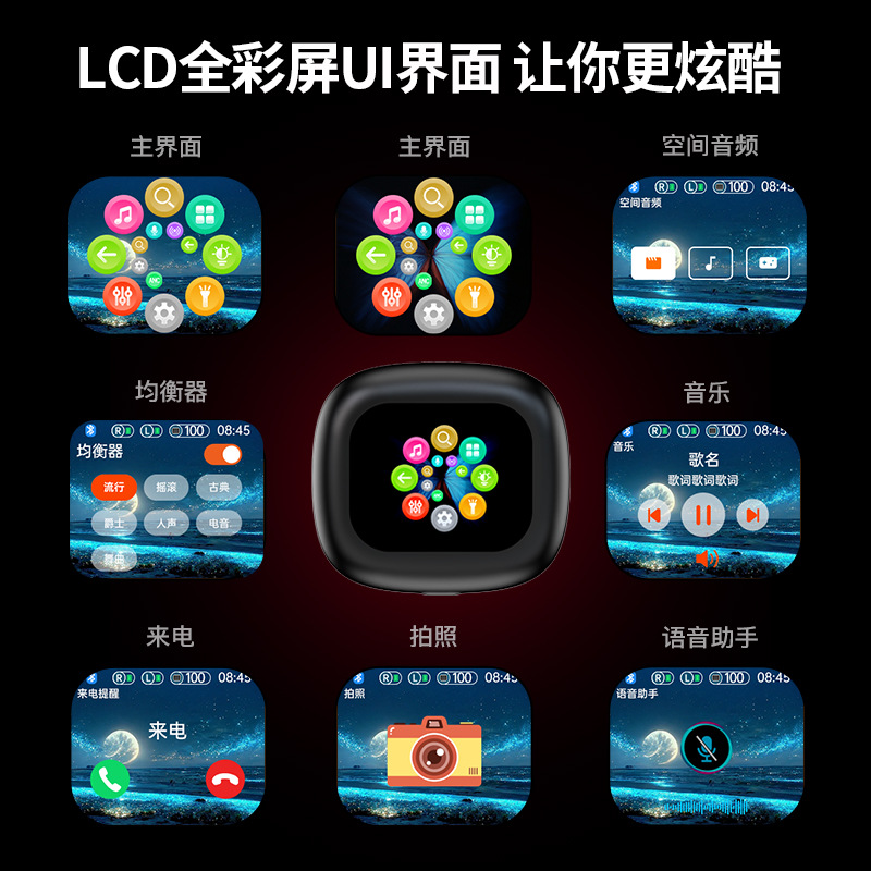 跨境爆款MG7无线蓝牙耳机挂耳式运动LCD彩屏Ai智能翻译机同声传译