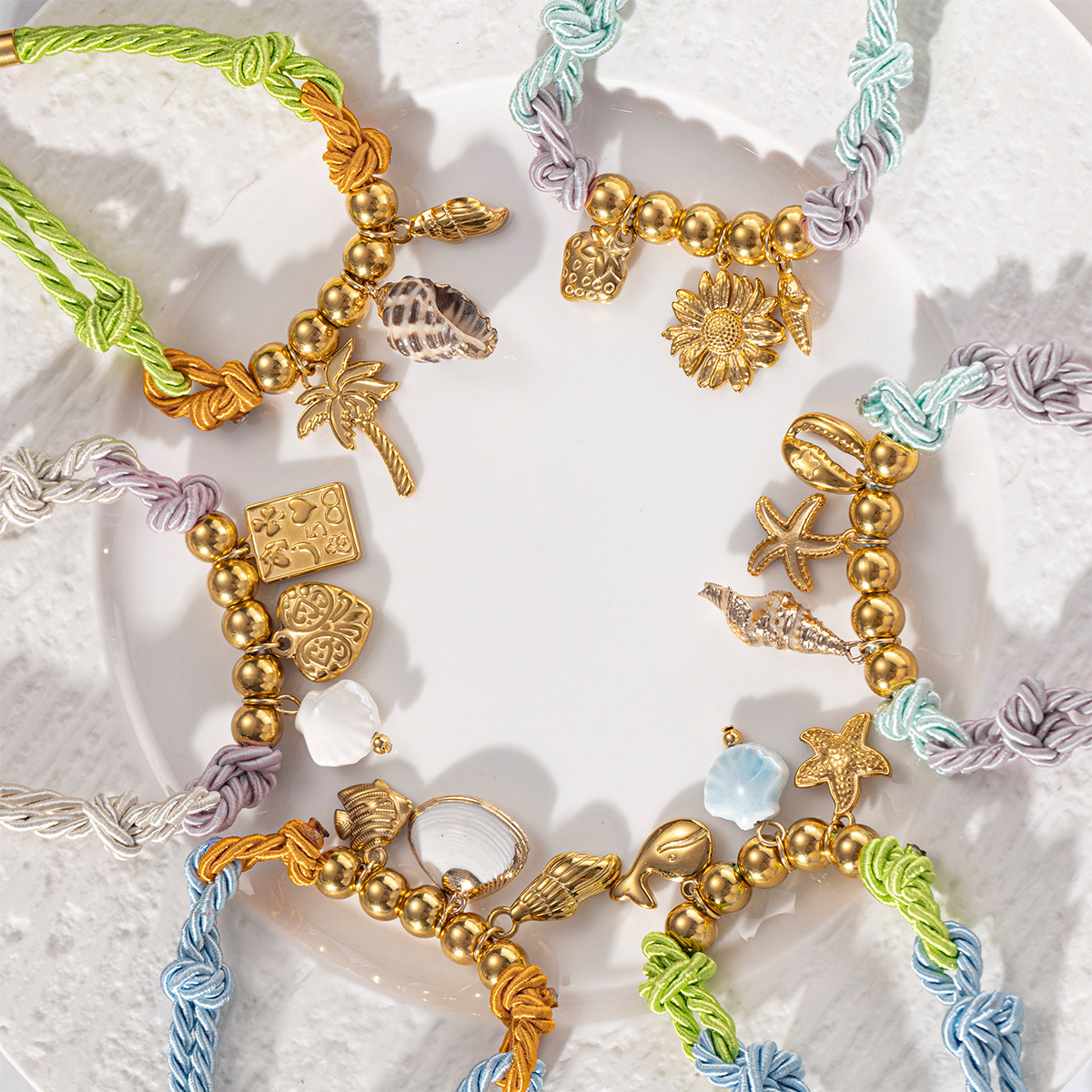 Tena Fashion Color Cuerda gruesa Tejida Cuerda de mano colorida Colgante de galvanoplastia de nicho de todo fósforo Moda para mujer Joyas transfronterizas