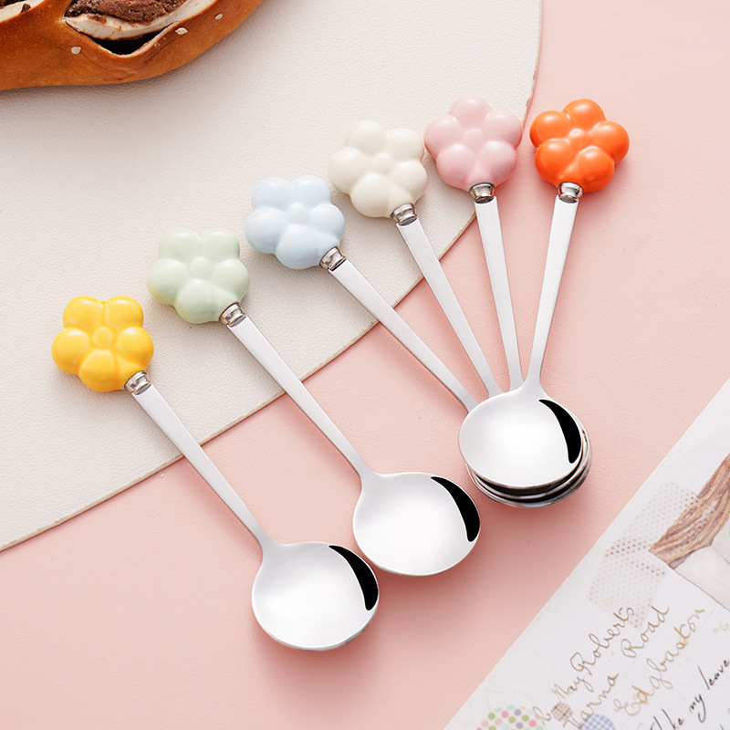 Silver Huaibei 304 Stainless Steel Spoon Household Children's Dining Soup Spoon Korean-style Spoon Small Round Spoon Spoon Spoon