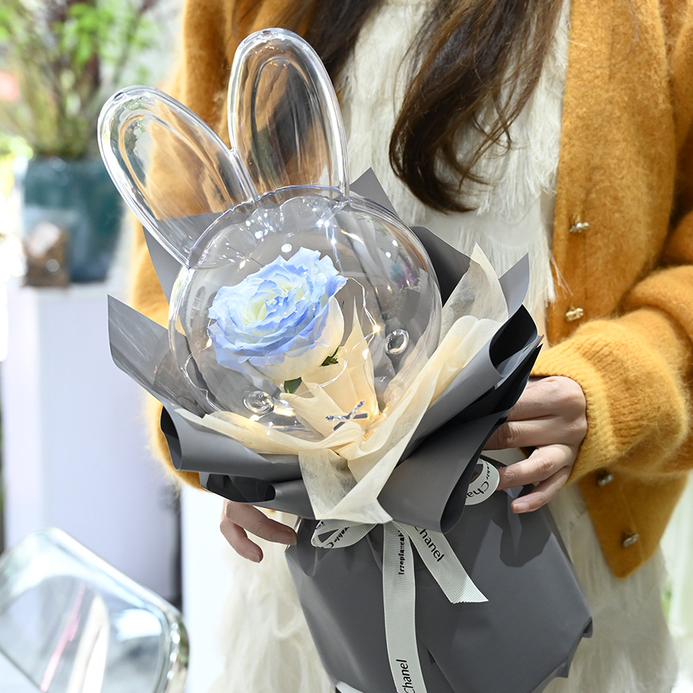 网红水晶兔宝鲜花包装亚克力兔宝礼品包装材料花店用品鲜花材料