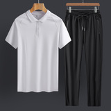 Комфортный шелковый летний спортивный костюм для отдыха, летняя летняя одежда для пожилых людей, короткий рукав, для среднего возраста, свободный крой