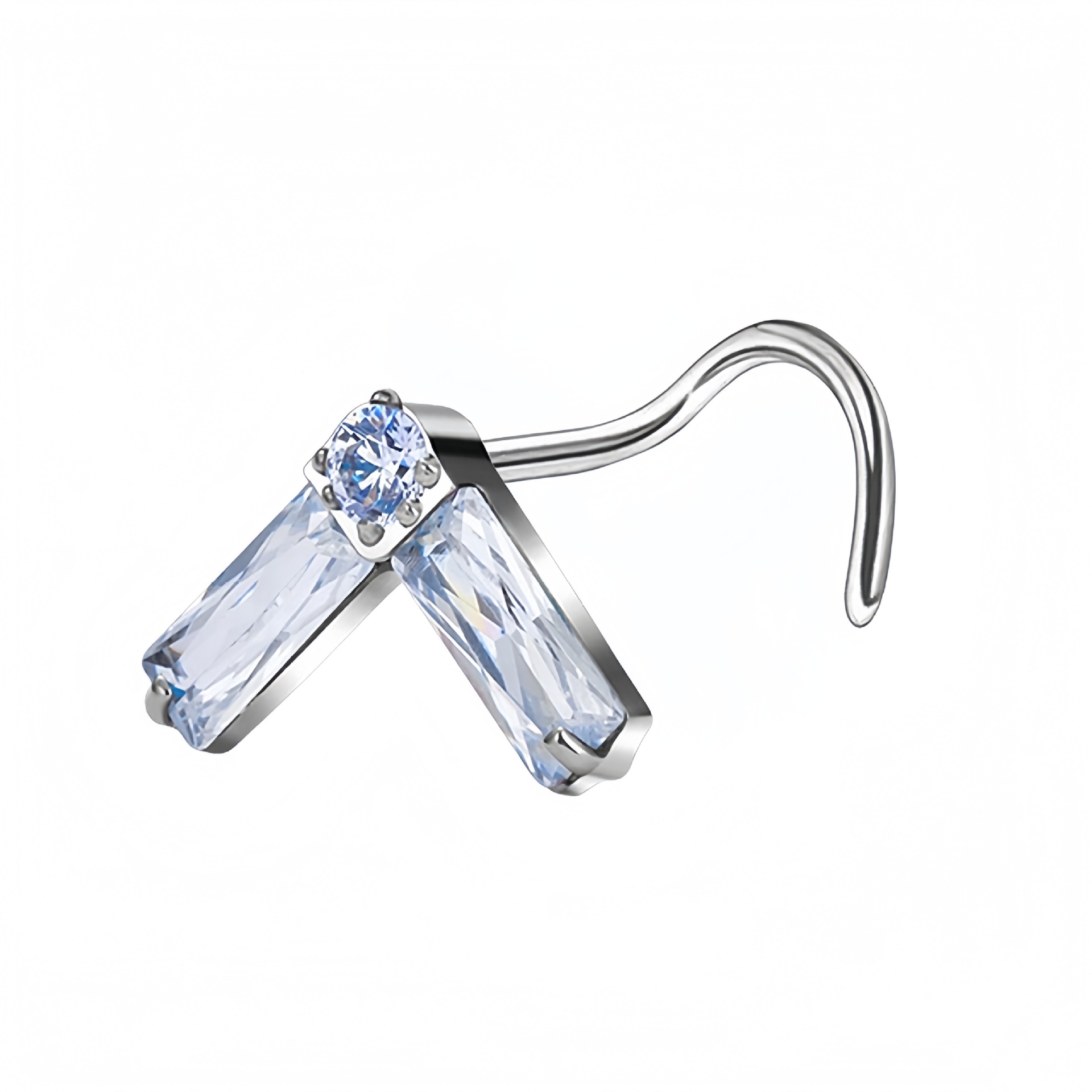 Piercing nez cerise en acier inoxydable avec zircon brillant_voghion.com