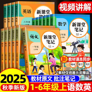 25 New Version of Classroom Notes for Grades 1, 2, 3, 4, 5 and 6, Chinese, Mathematics, English, People's Education Edition, Synchronized Teaching Materials