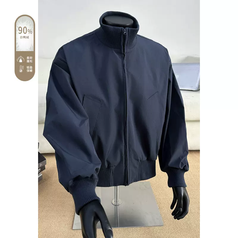 90%白鸭绒美式飞行员羽绒服男士cleanfit高级感痞帅短款夹克外套