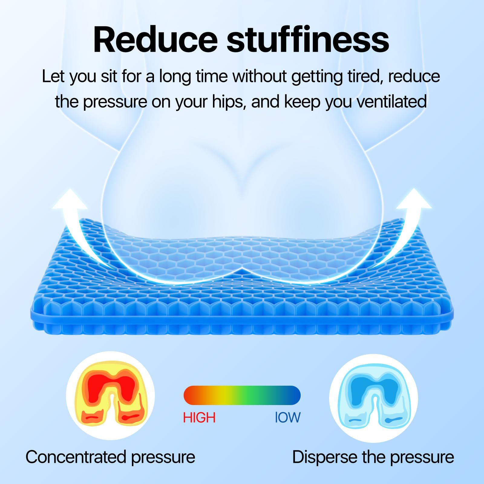 Honeycomb Gel Cushion Double Layer Thickened Car Cushion Available Home Office Seat Cushion Soft Plaid Breathable