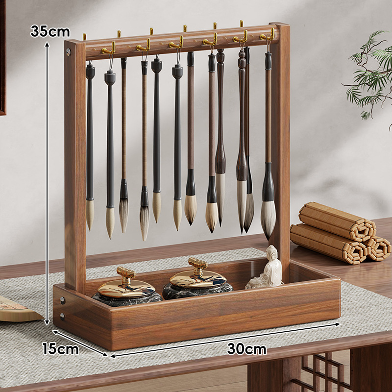 Soporte para Pinceles de Caligrafía de Madera, Multifuncional y Colgante, para Escritorio