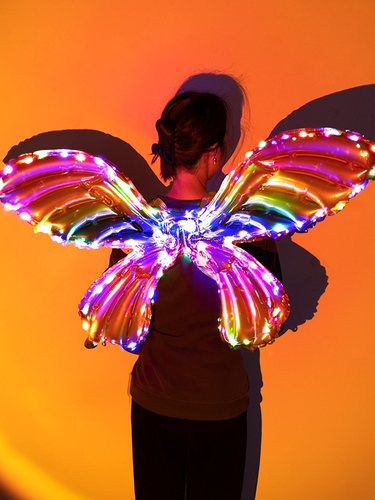 Butterfly Wings Balloon Wholesale Inflatable Back Decoration Children's Night Market Stall Internet Celebrity Angel Handheld Stick Luminous Bobo Ball