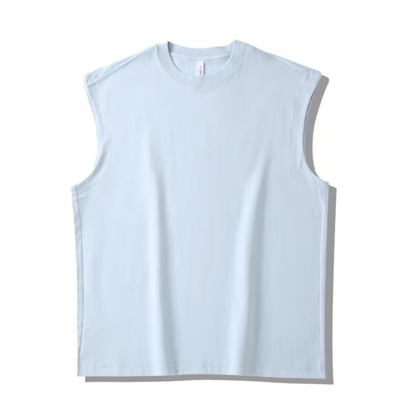 新しいメンズコットンアメリカンノースリーブTシャツベストスポーツベストトレンディなベーシックトップカスタム刺繍|undefined