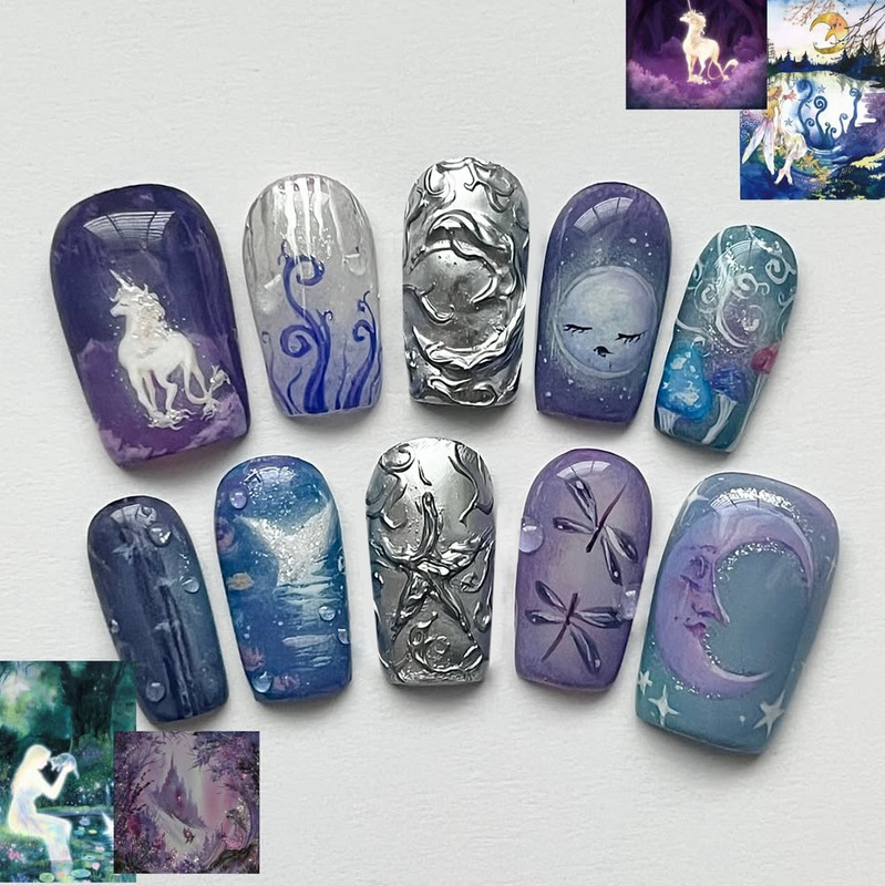 Wm-425 Moon Dream Unicorn Fake Nails Short t European and American Sweet Cool Fantasy Pegasus Fairy Tale Wearable Nail Tips Wholesale Wm-425 Moon Dream Unicorn Fake Nails Short t European and American Sweet Cool Fantasy Pegasus Fairy Tale Wearable Nail Tips Wholesale