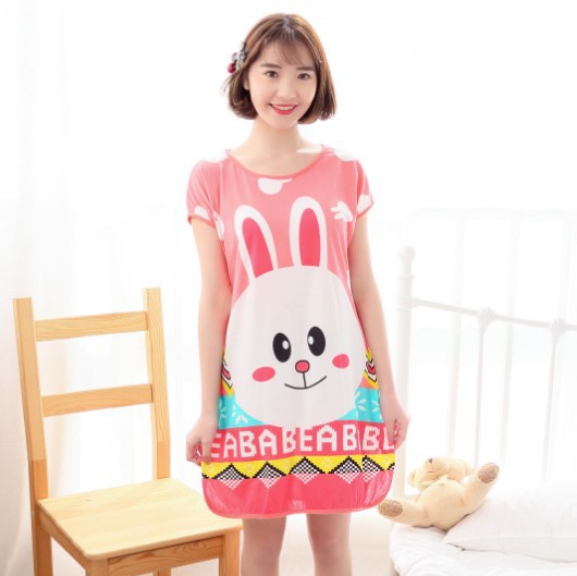 Camisón de verano pijamas de las mujeres de manga corta de dibujos animados lindo camisón Delgado desgaste del hogar Comercio exterior transfronterizo al por mayor